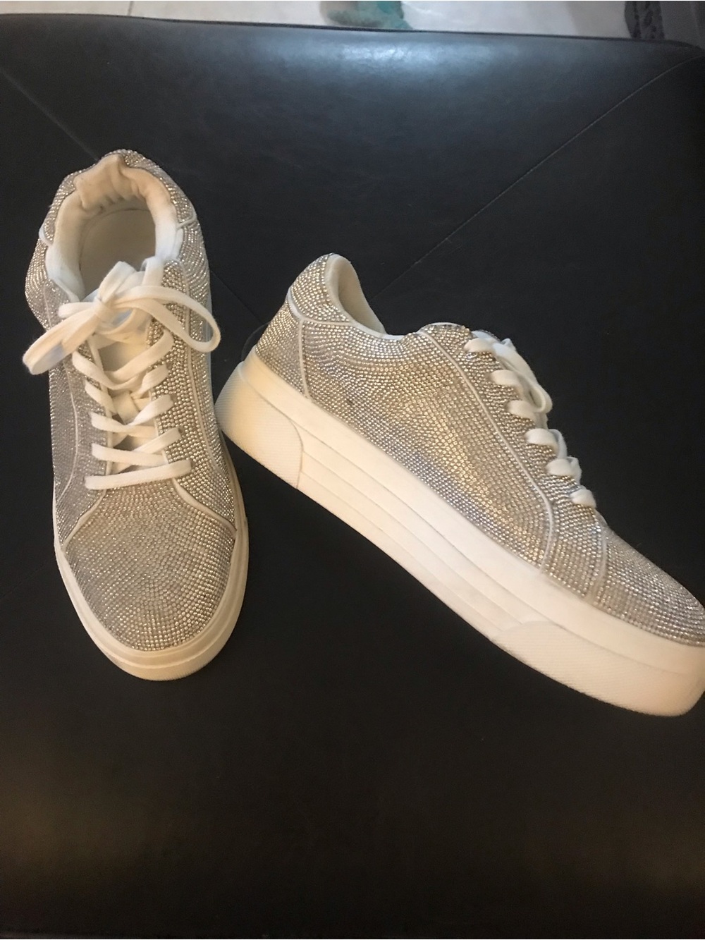 Jessica Simpson Silver Crystal Platform ladies Sneakers size 11